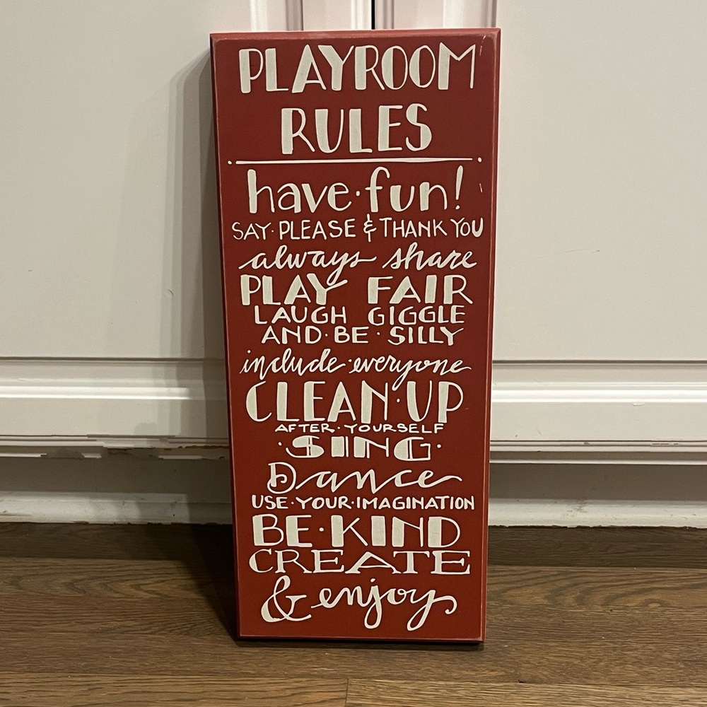 Playroom Rules Wooden Sign